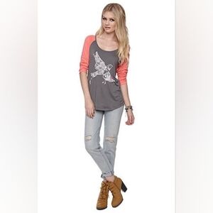 Roxy Dream Bird Raglan Women's 3/4 Sleeve Top Size XS New with Tag